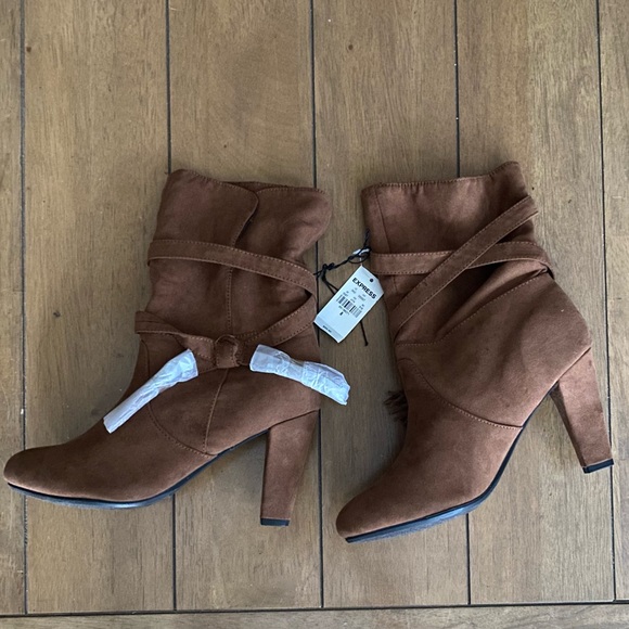 NWT EXPRESS brown mid-calf heel boots size 8 - Picture 9 of 12